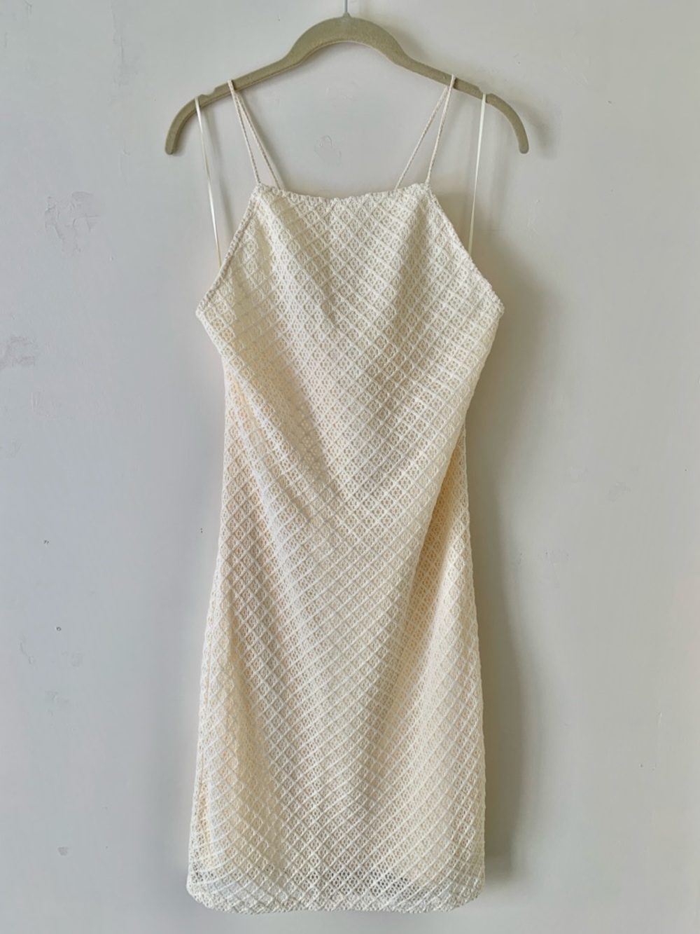 SUZY SHIER Cream Crochet Knit Strappy Midi Slip Dress